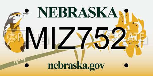 MIZ752 Nebraska License Plate