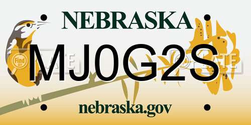 MJ0G2S Nebraska License Plate