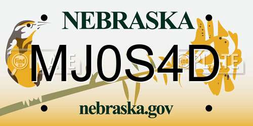 MJ0S4D Nebraska License Plate
