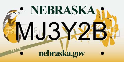 MJ3Y2B Nebraska License Plate