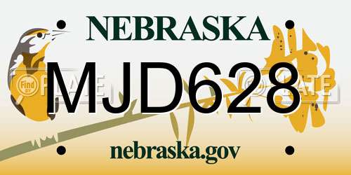 MJD628 Nebraska License Plate