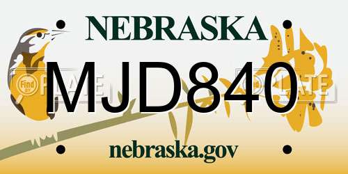 MJD840 Nebraska License Plate