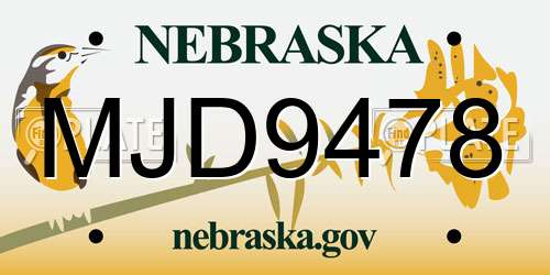 MJD9478 Nebraska License Plate