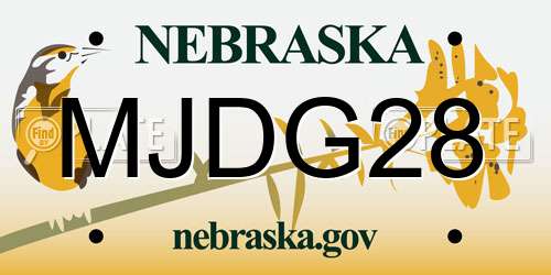 MJDG28 Nebraska License Plate