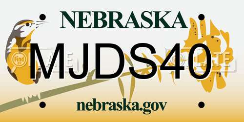 MJDS40 Nebraska License Plate