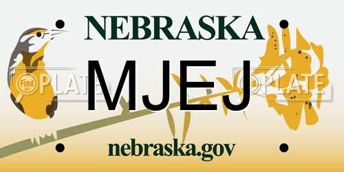 MJEJ Nebraska License Plate