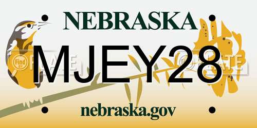 MJEY28 Nebraska License Plate