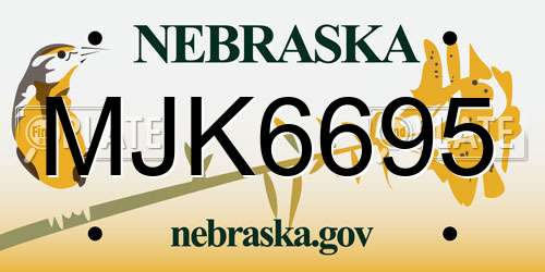 MJK6695 Nebraska License Plate