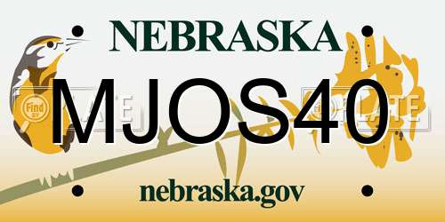 MJOS40 Nebraska License Plate