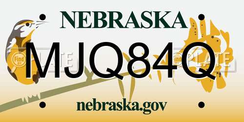 MJQ84Q Nebraska License Plate