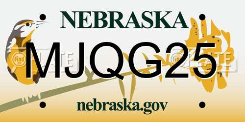 MJQG25 Nebraska License Plate