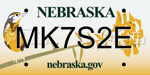 MK7S2E Nebraska License Plate