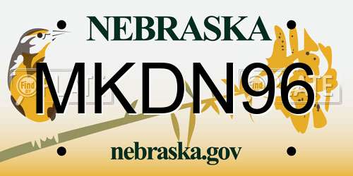 MKDN96 Nebraska License Plate