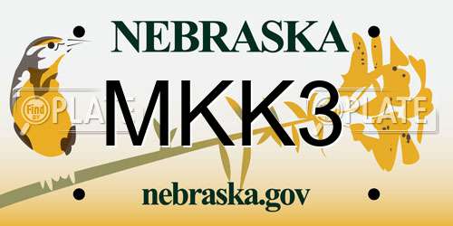 MKK3 Nebraska License Plate