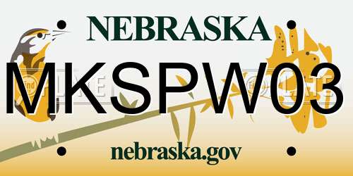 MKSPW03 Nebraska License Plate