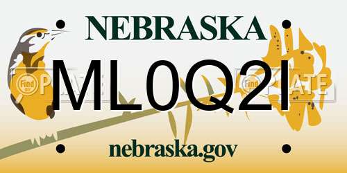 ML0Q2I Nebraska License Plate