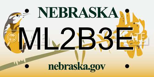 ML2B3E Nebraska License Plate