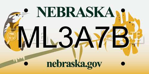 ML3A7B Nebraska License Plate