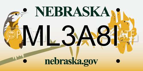 ML3A8I Nebraska License Plate