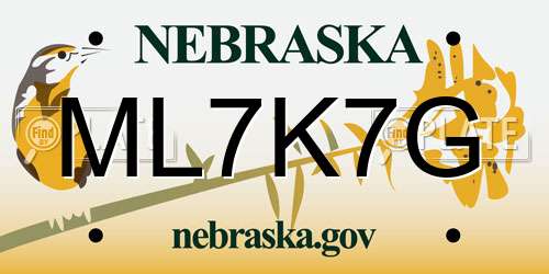 ML7K7G Nebraska License Plate