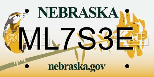 ML7S3E Nebraska License Plate