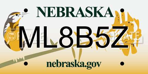 ML8B5Z Nebraska License Plate