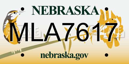 MLA7617 Nebraska License Plate