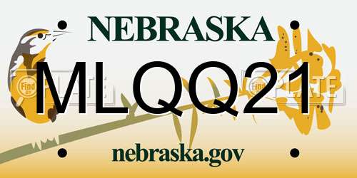 MLQQ21 Nebraska License Plate