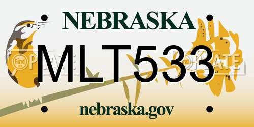 MLT533 Nebraska License Plate