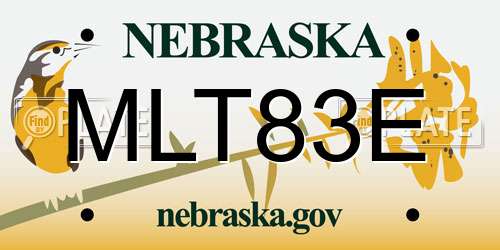 MLT83E Nebraska License Plate