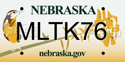 MLTK76 Nebraska License Plate