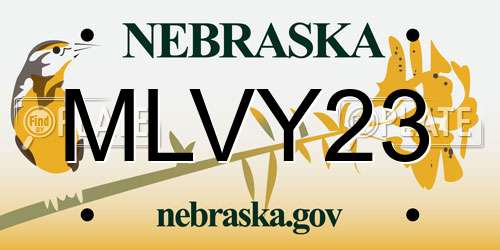 MLVY23 Nebraska License Plate