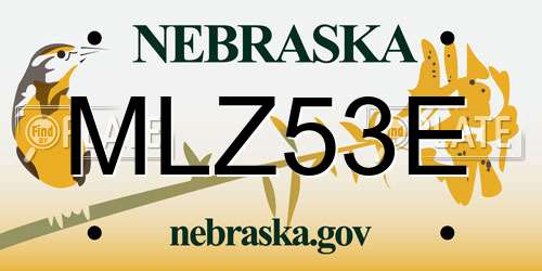 MLZ53E Nebraska License Plate
