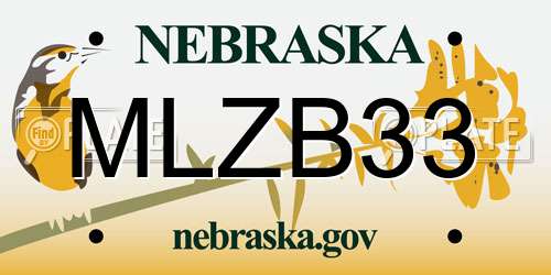 MLZB33 Nebraska License Plate
