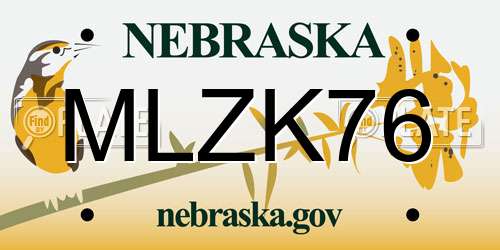MLZK76 Nebraska License Plate