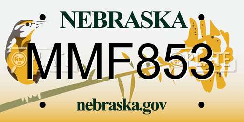 MMF853 Nebraska License Plate