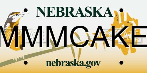 MMMCAKE Nebraska License Plate