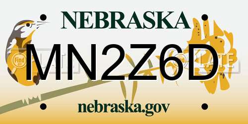 MN2Z6D Nebraska License Plate
