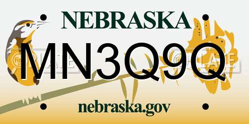 MN3Q9Q Nebraska License Plate