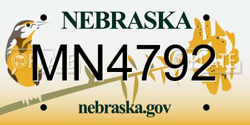 MN4792 Nebraska License Plate