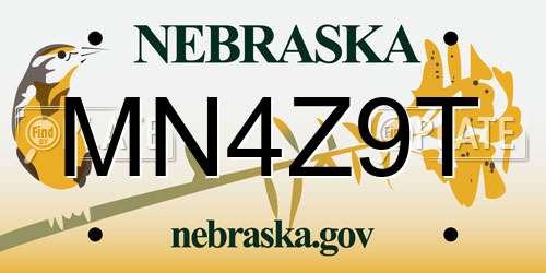 MN4Z9T Nebraska License Plate