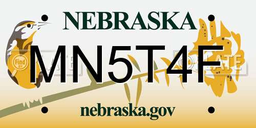 MN5T4F Nebraska License Plate