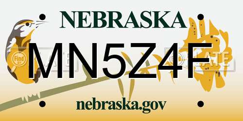 MN5Z4F Nebraska License Plate