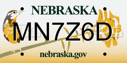 MN7Z6D Nebraska License Plate
