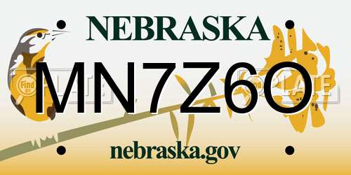 MN7Z6O Nebraska License Plate