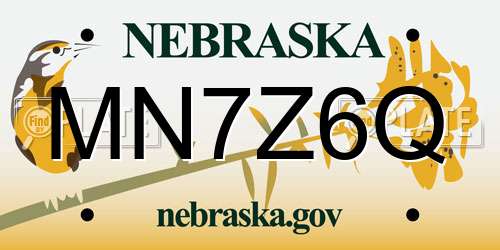 MN7Z6Q Nebraska License Plate