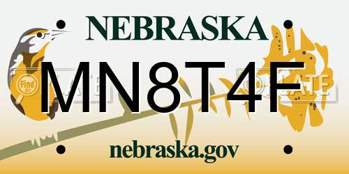 MN8T4F Nebraska License Plate