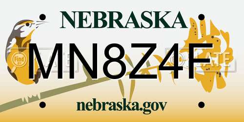 MN8Z4F Nebraska License Plate