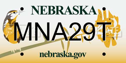 MNA29T Nebraska License Plate