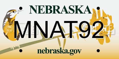 MNAT92 Nebraska License Plate